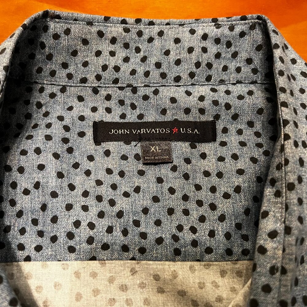 John Varvatos, XL, Black & Grey Camp Shirt - Picture 3 of 4